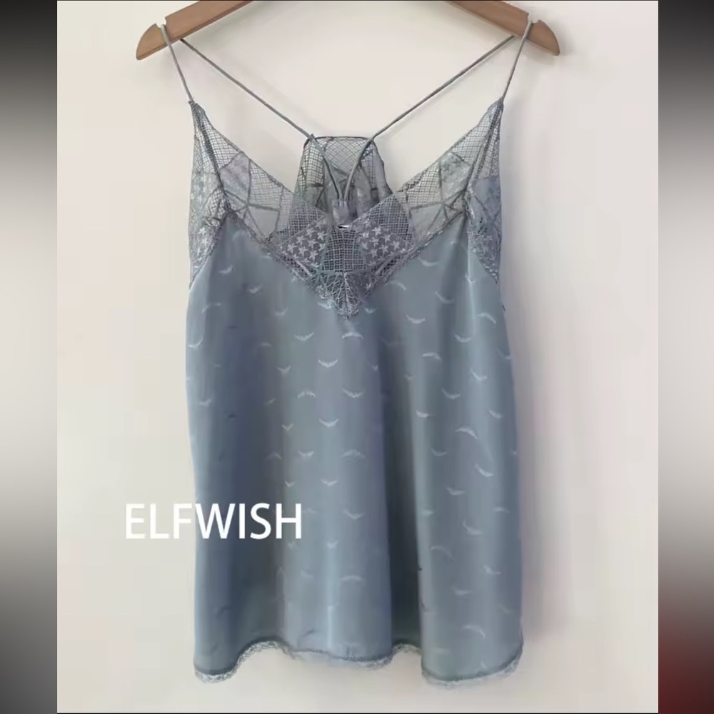 Blue Camisole Top with wings embroidery